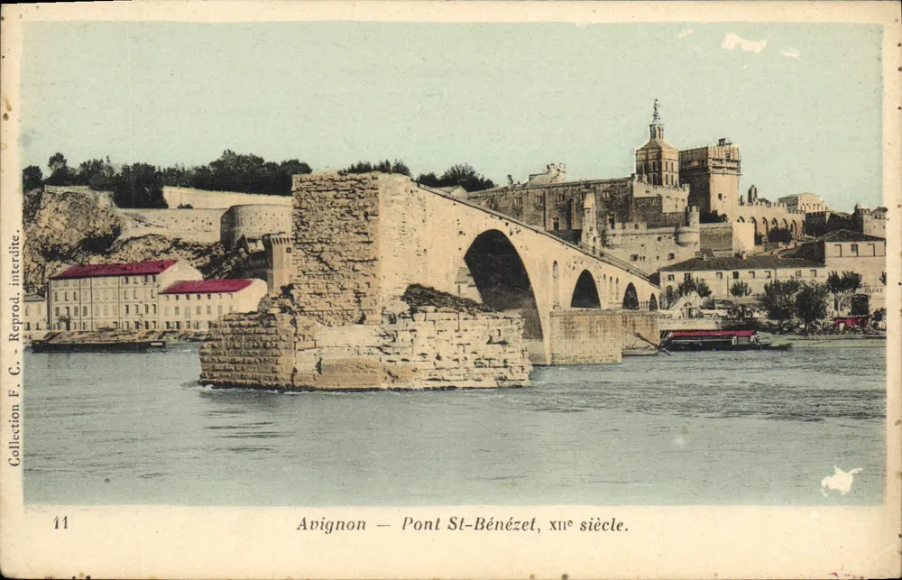Avignon — Ponte St-Bénézet, século xixe — Reprod. F. C. n°11 - Frente
