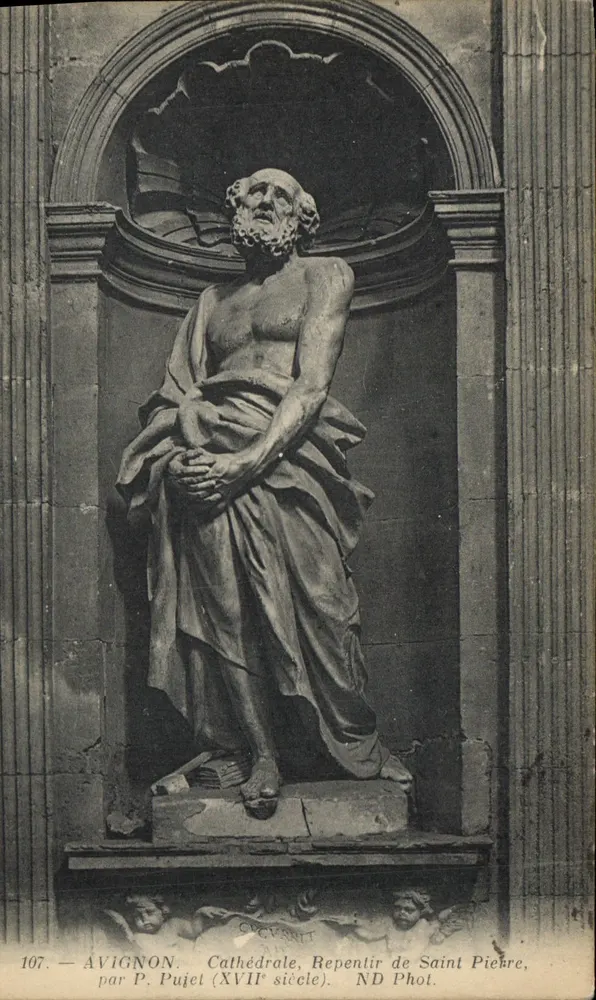 Avignon — Catedral, Repentir de São Pedro, por P. Pujet (século XVII) — ND Phot. - Frente