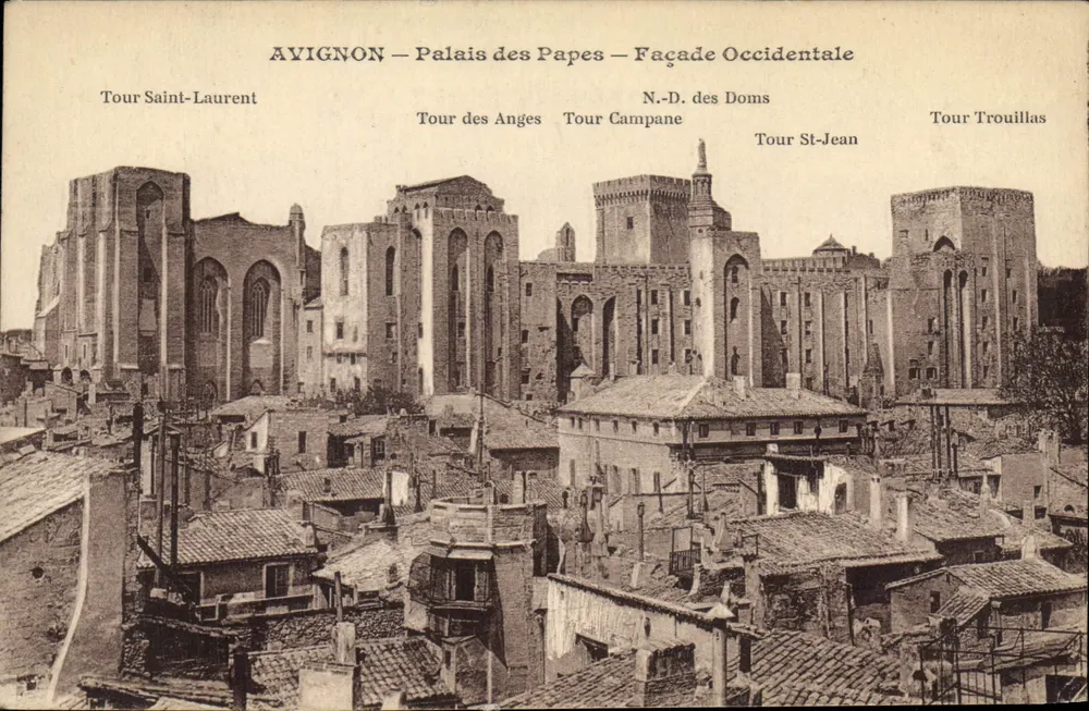 Avignon — Paleis van de Pausen — Westelijke Facade — Artistieke Uitgave IDÉALE, M. F. Beau, Avignon - Voorkant