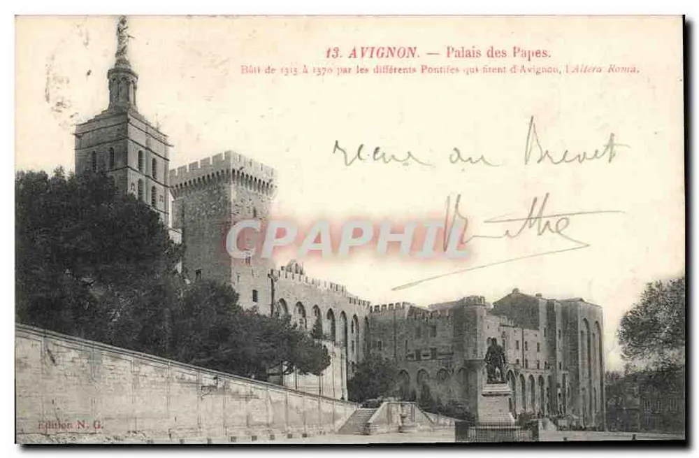 Avignon — Palácio dos Papas — Editor N. G. n°13 - Frente