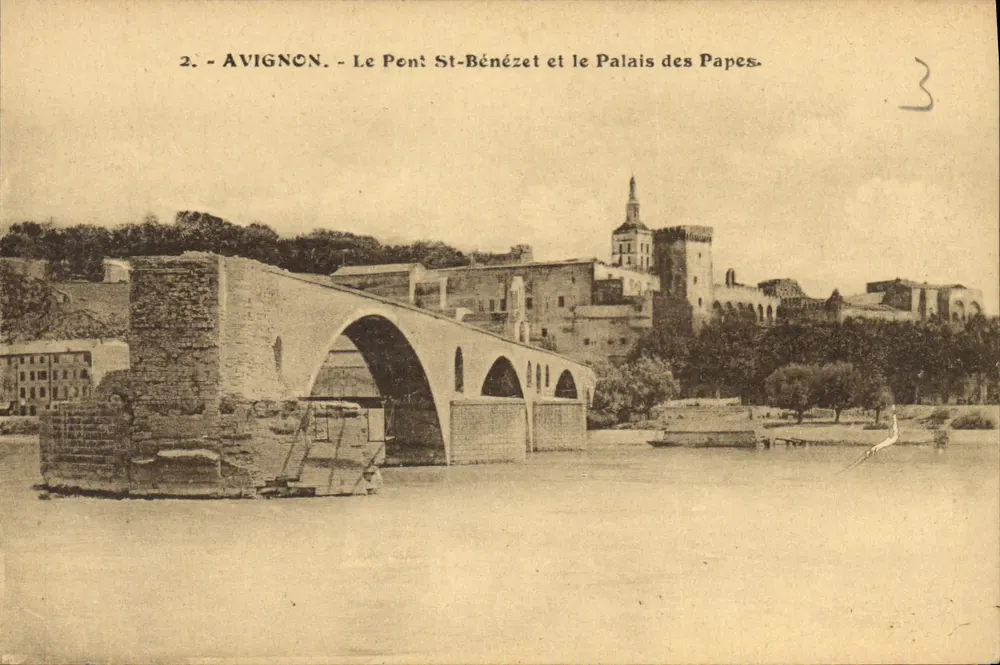 Avignon - Die Brücke Saint-Bénézet und das Palais des Papes - Vorderseite