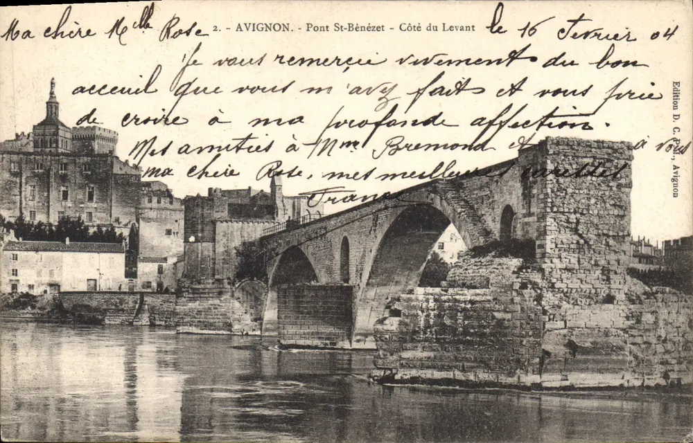 Avignon - Pont Saint-Bénézet - Lado do Levante — Edição D. C. P., Avignon, n°2 - Frente