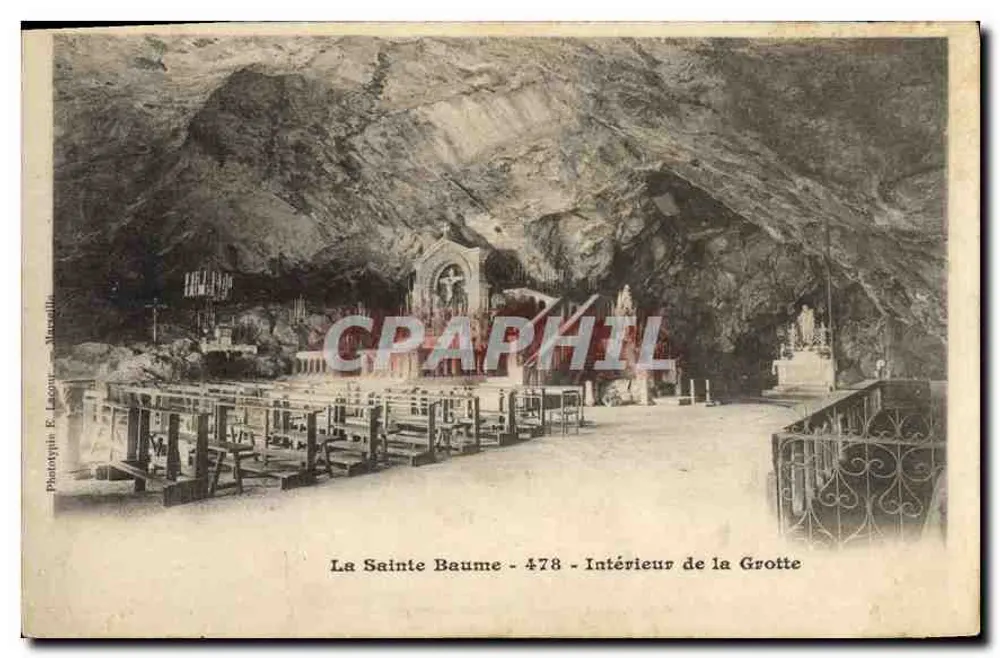 La Sainte Baume - Interior da Gruta — Fototipia F. Lasour, Marselha — n°478 - Frente