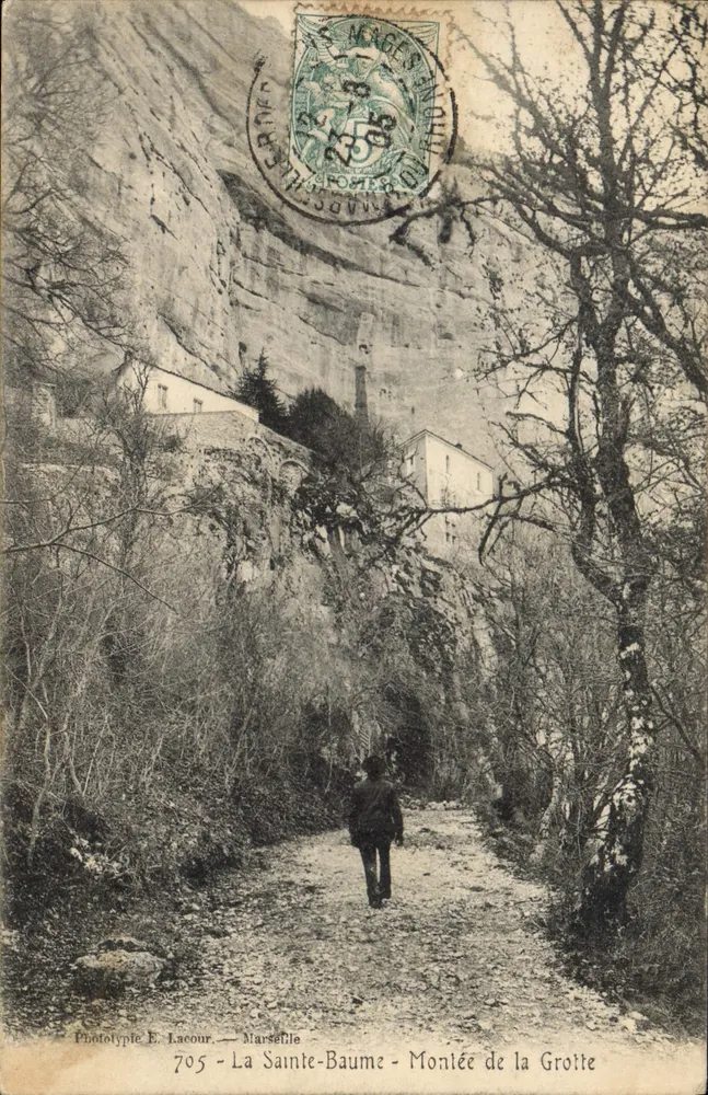 A Santa-Baume - Subida para a Gruta — Fototipia E. Lacour, Marselha, n°705 - Frente