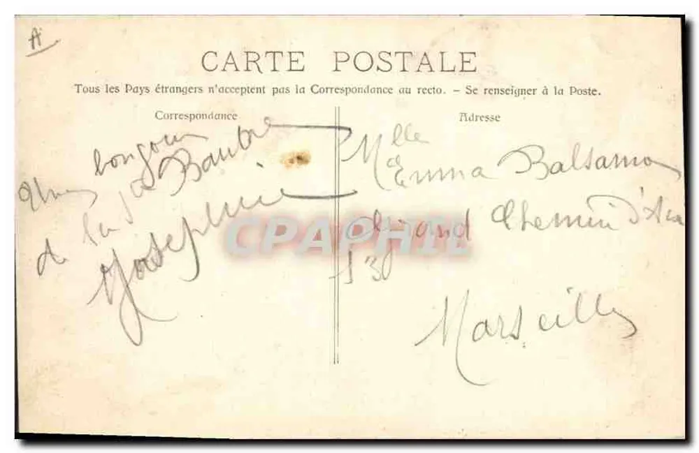 Saudação da Sainte Baume — Carta postal ilustrada com selo de 40 centavos - Verso