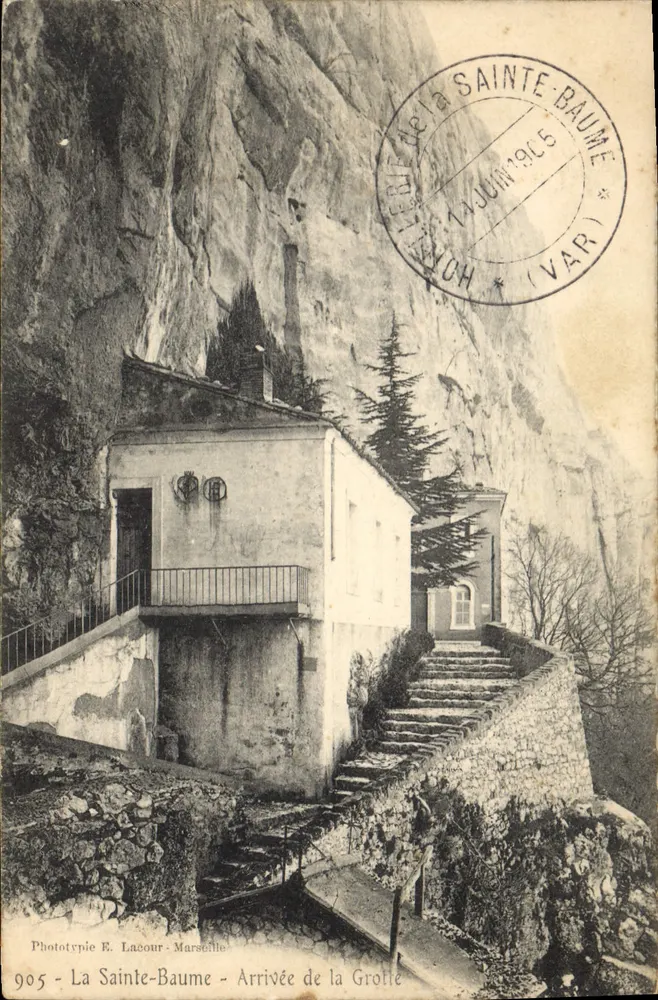 A Sainte-Baume — Chegada à Gruta — Fototipia E. Lacour - Marselha, n°905 - Frente