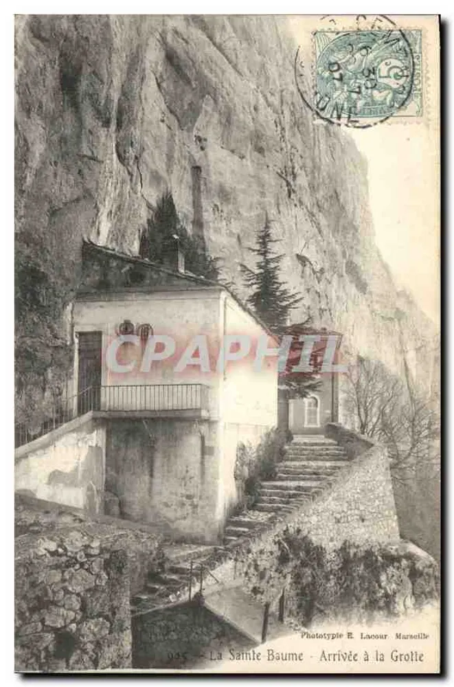 La Sainte Baume — Chegada à Gruta — Fototipia R. Lanoour, Marselha - Frente
