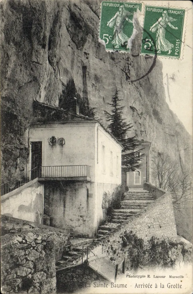 A Santa Bauma — Chegada à Gruta — Fototipia E. Lacour Marselha - Frente