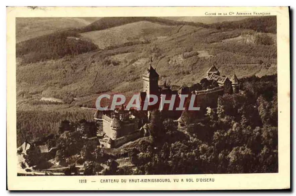 Schloss Haut-Kœnigsbourg — Blick von oben — Cliché der Arienne Française Gesellschaft, Nr. 1218 - Vorderseite