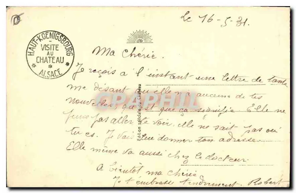 Hoch Kœnigsbourg (Höhe 757 m) — Aufnahme aus Vogelperspektive — Sonderausgabe Elsass - Rückseite