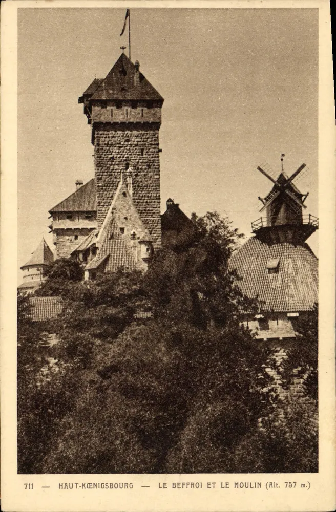 Haut-Kœnigsbourg — Der Glockenturm und das Mühle (Höhe 757 m.) — Braun & Cie, Druck Mulhouse-Dornach - Vorderseite