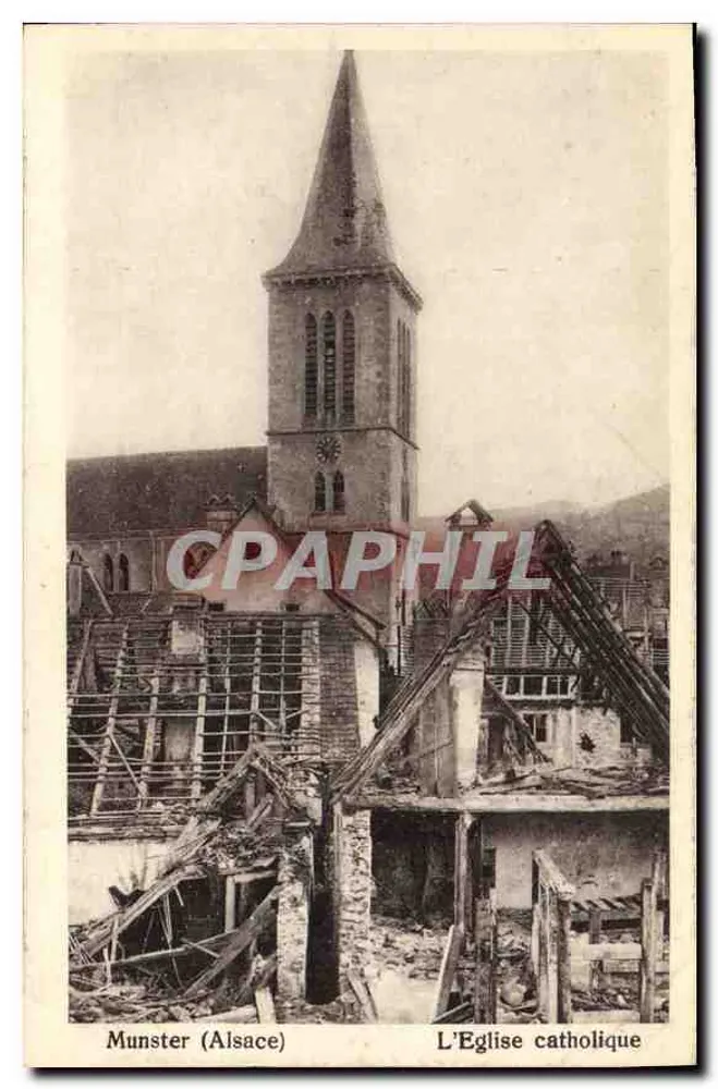 Munster (Alsácia) — A Igreja Católica em ruínas — Cliché H. Gabiot, Strasbourg No. 35 - Frente