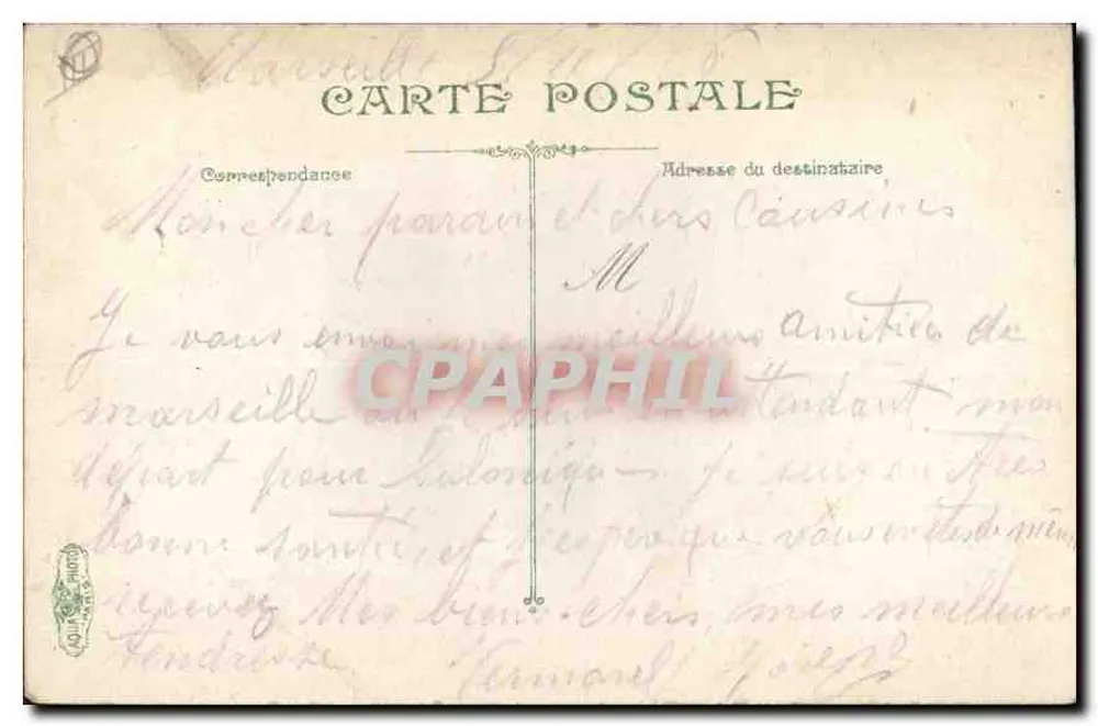Marselha. A Praça de Aix — Arco do Triunfo — editor L.V. & Cie, n° 8553 - Verso
