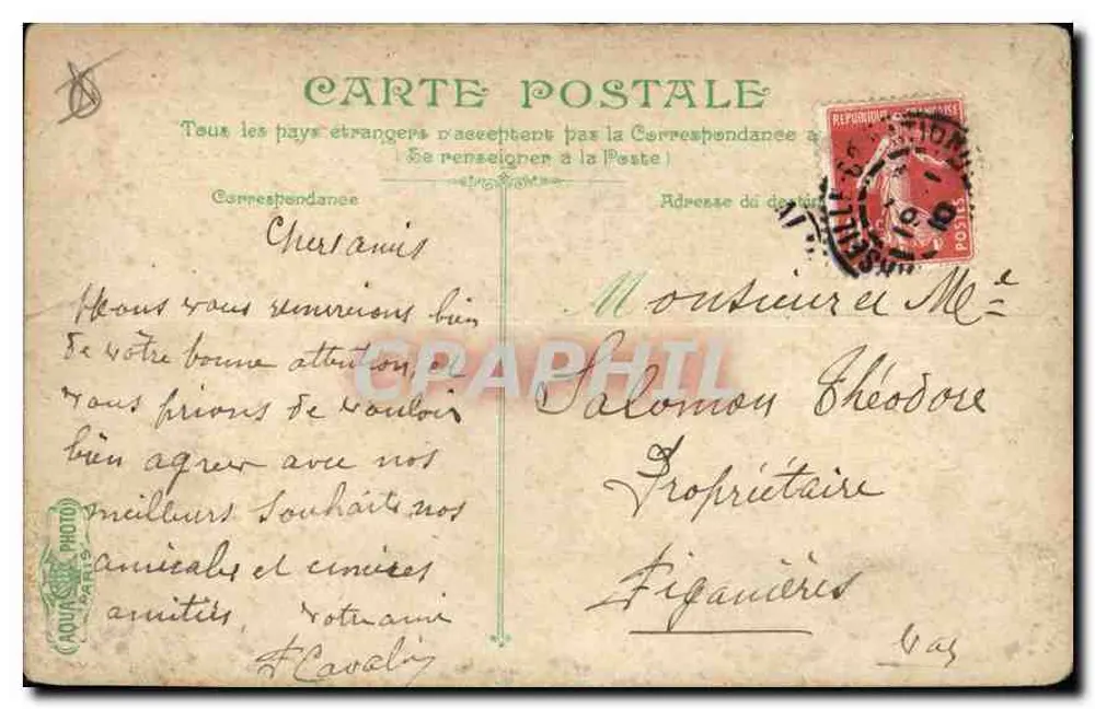 Marselha — A Porta de Aix — editor desconhecido, n° 2534 - Verso