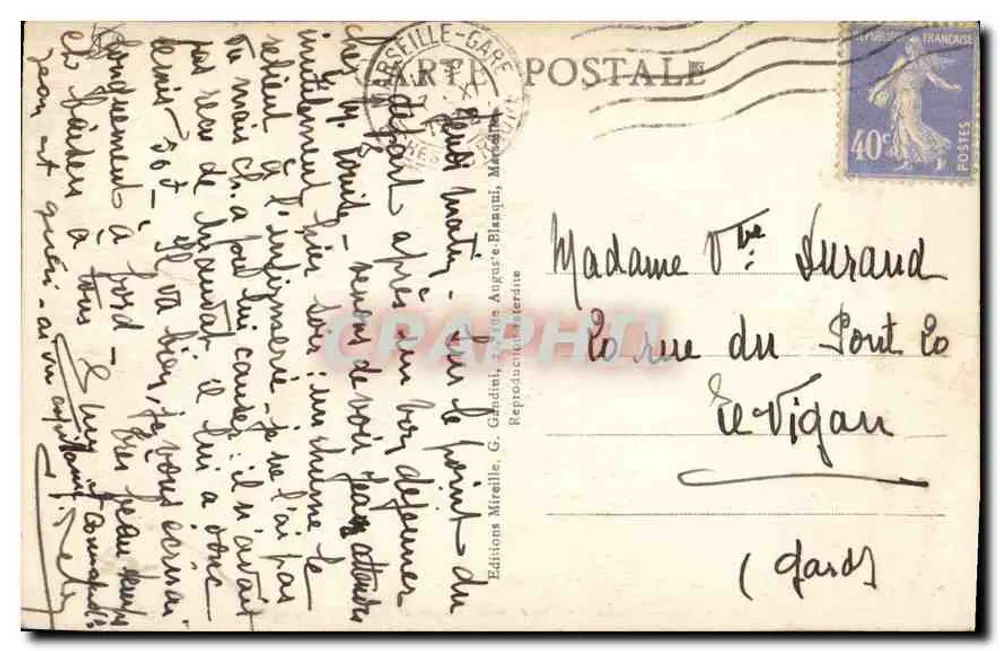 Marseille - Place Jules-Guesde e o Arco do Triunfo — Éditions Mireille, n°30 - Verso