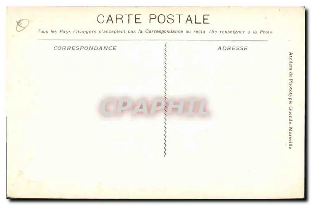 Marselha - A Praça de Aix e o Arco do Triunfo — Ateliers de Phototypie Guende, n° 112 - Verso