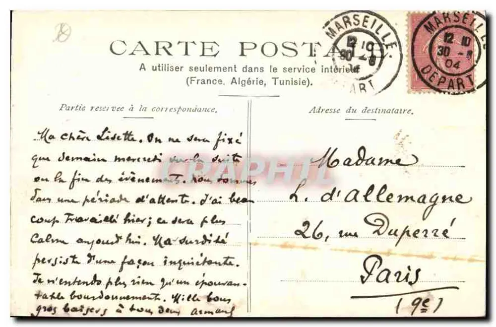 Marseille — Arco do Triunfo (Porta de Aix) — E.A. n°425 - Verso