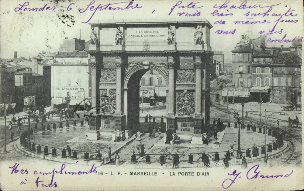 A Porta d'Aix em Marselha — festa da República — editor L.P. n°16 - Frente