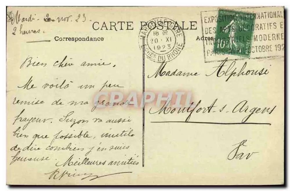 Marselha — A Porta de Aix — Editor não identificado, número de série não visível - Verso