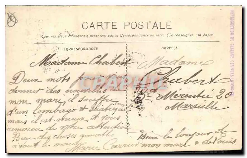 Marselha - A Porta de Aix — editor Carte Michaud, n° 112 - Verso