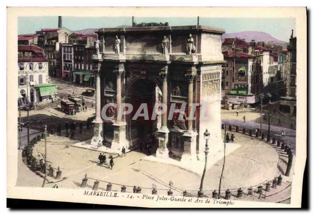 Marseille - Piazza Jules-Guesde e Arco do Triunfo — Edição Artística Tardy, 40, Quai du Fort, Marseille - Frente