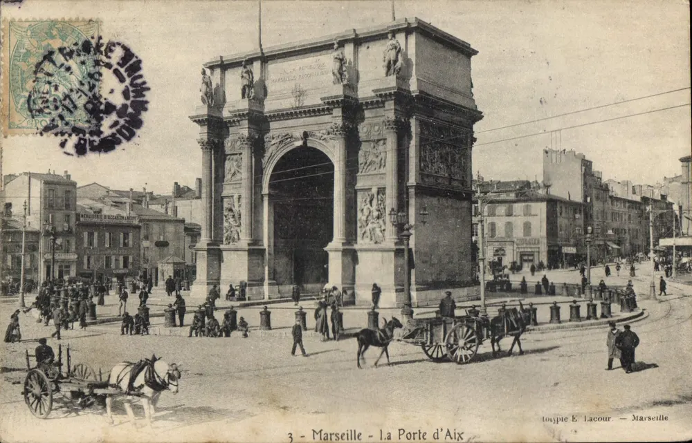 Marselha - A Porta de Aix — editor E. Lacour, n°3 - Frente