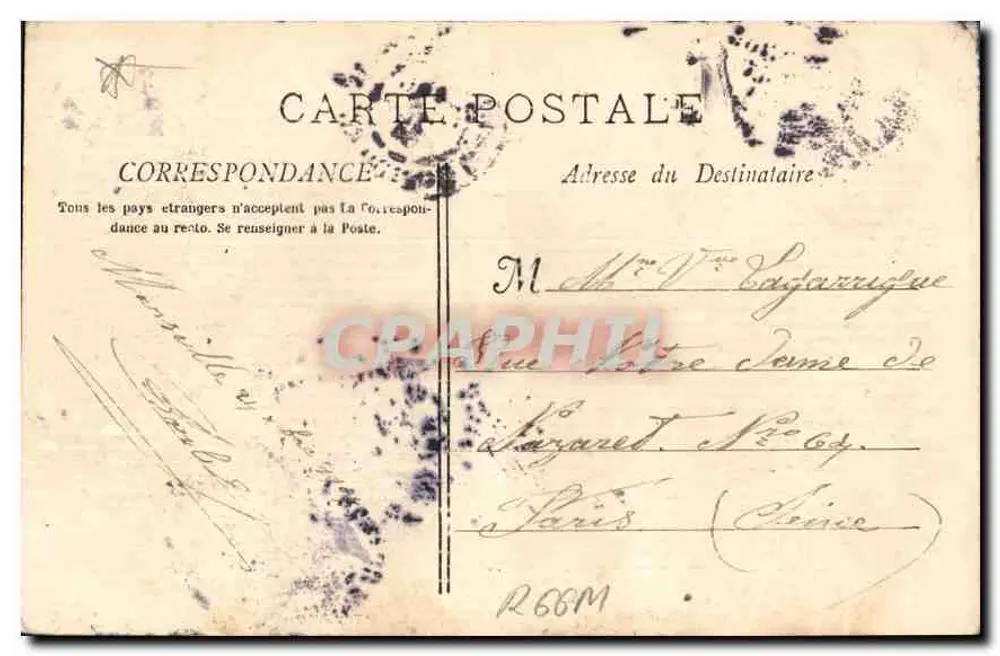 Marselha - A Porta de Aix — editor E. Lacour, n°3 - Verso