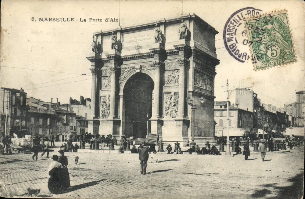 Marseille - La Porte d'Aix — arc monumental orné de sculptures, éditeur 'Marseille & Océanographie' n°13 - Frente