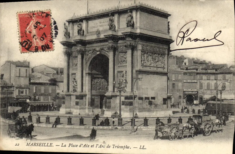 Marseille — A Praça de Aix e o Arco do Triunfo — LL. - Frente