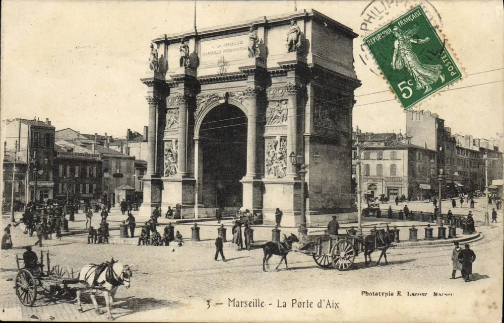 Marselha - A Porta de Aix — Fototipia E. Lacroix Marselha - Frente