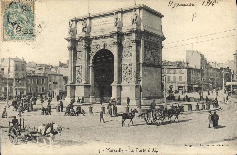 Marselha - A Porta de Aix — editor Toupye E. Lacour, n°3 - Frente