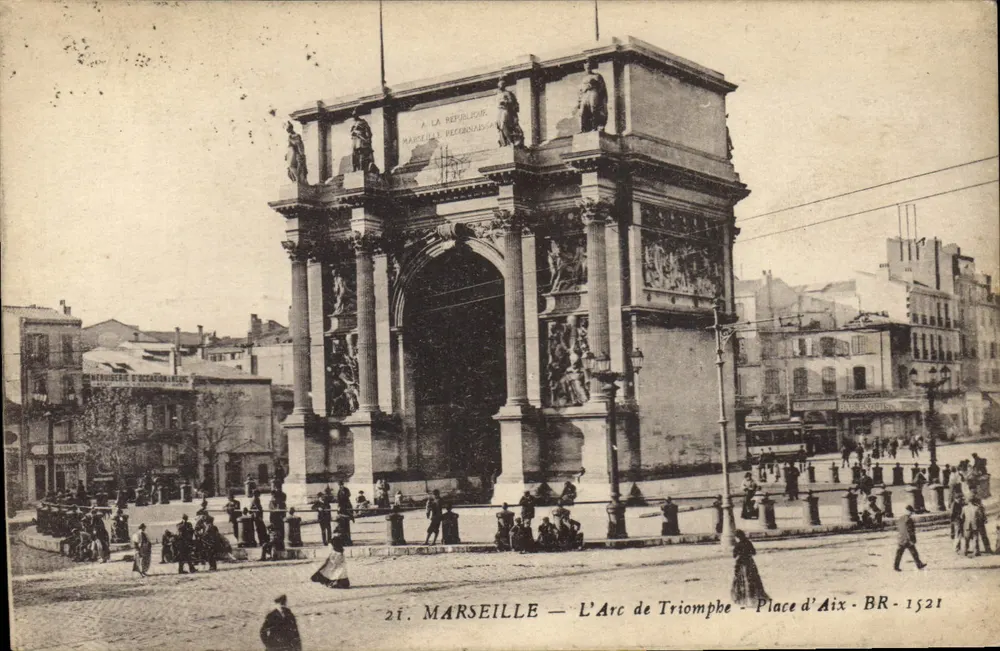 Marseille — O Arco do Triunfo - Place d'Aix - BR - 1521 - Frente
