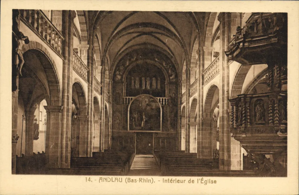 Andlau (Bas-Rhin) — Interior da Igreja — Carte 'La Cigogne', Strasbourg - Frente