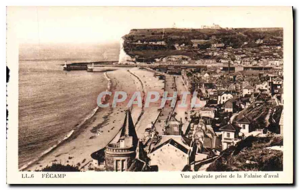 Fécamp — Allgemeiner Blick vom unteren Kliff genommen — LL.6 — Verlag: J. Des Arts Photomécaniques, Paris - Vorderseite