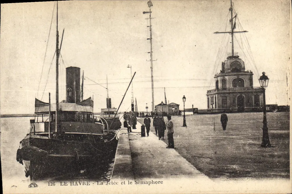 Le Havre - A Dique e o Sémaphore — Editor: Cie Alsacienne des Arts Photographiques, Strasbourg — N° de série 126 - Frente