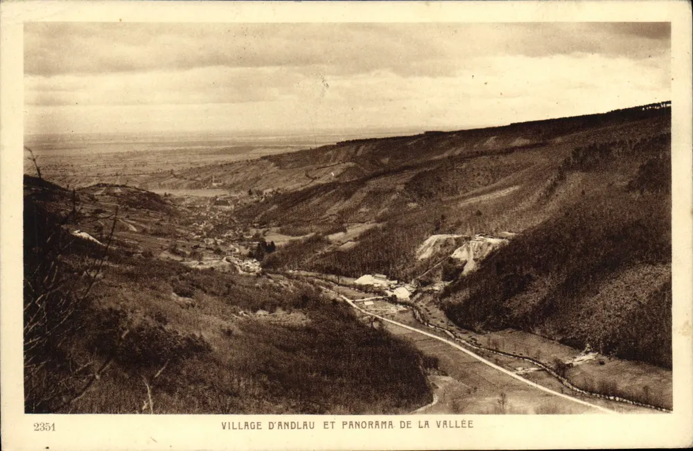 Dorf Andlau und Panorama der Schlucht — Nr. 2351 — Impr. Edit. Braun & Cie, Reich (Ht.-Rhin) - Vorderseite