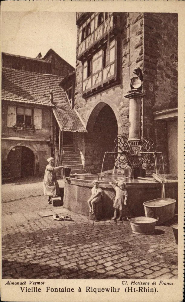 Alte Fontäne in Riquewihr (Ht-Rhin) — Almanach Vermot, Cl. Horizons de France - Vorderseite