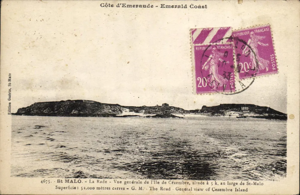 St-Malo - A Baía - Vista geral da Ilha de Cézembre - Edição Guérin, St-Malo, n°4675 - Frente