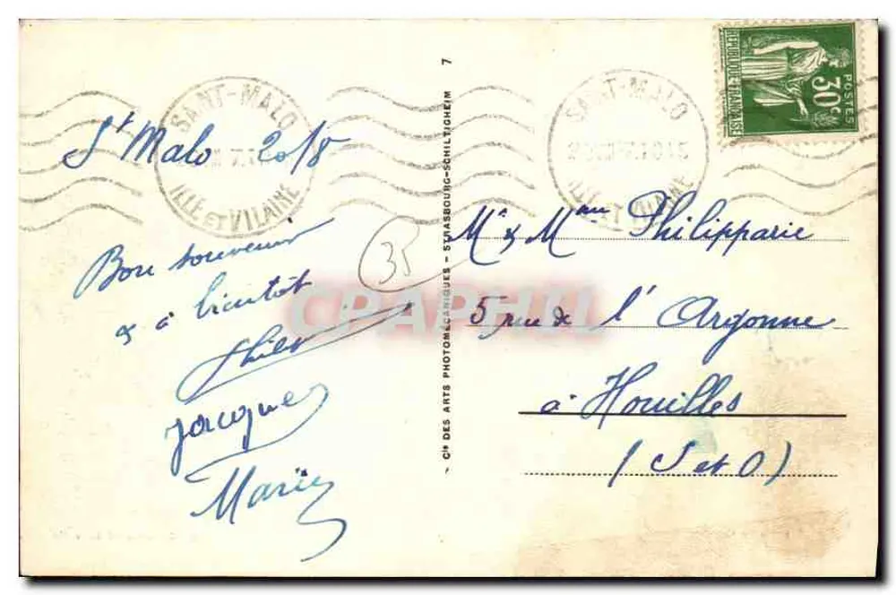Saint-Malo — Die Becken und die Stadt — CH DES ARTS PHOTOGRAPHIQUES - ÉVASBOURG-SCHILIGNEIM n°118 - Rückseite