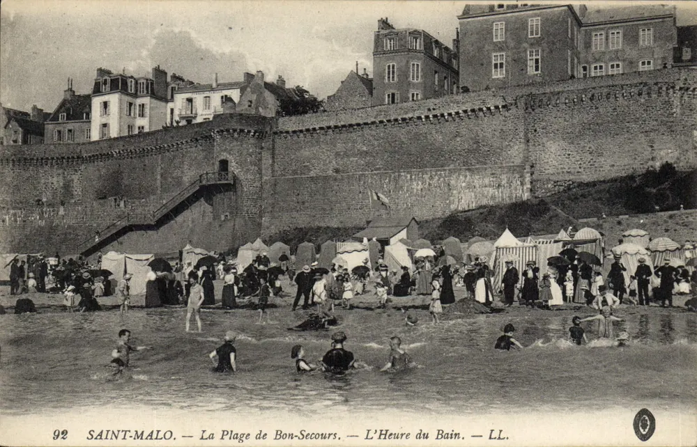 Saint-Malo — Strand von Bon-Secours — Badezeit — LL. — Nr. 92 - Vorderseite