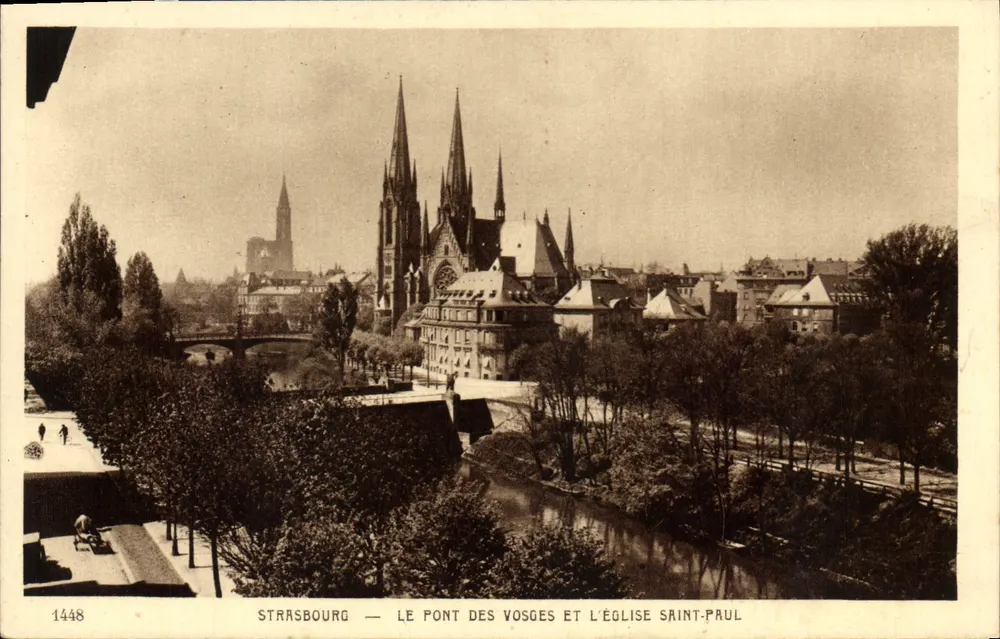Strasbourg — Le Pont des Vosges et l'Église Saint-Paul - Vorderseite