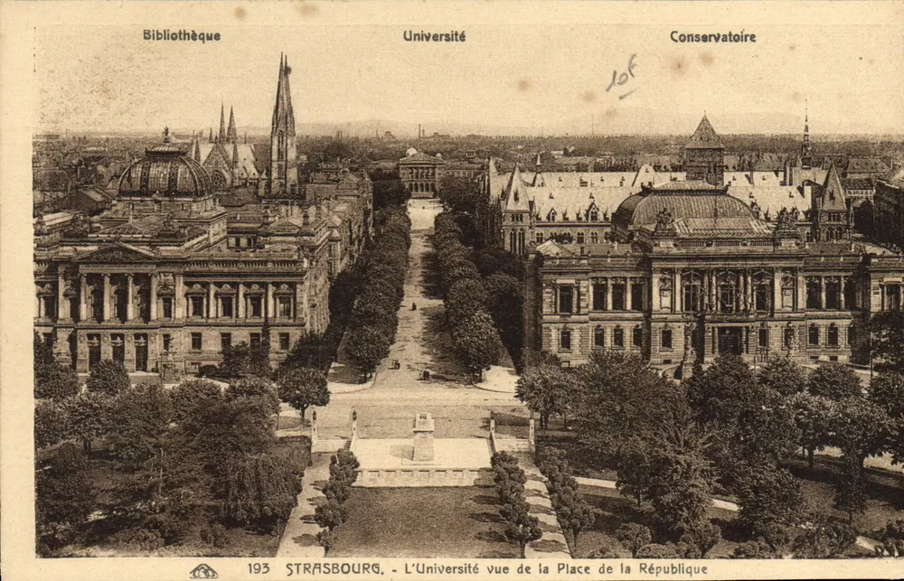 Straßburg - Die Universität von der Place de la République aus gesehen — Bibliothek, Universität, Conservatorium - Vorderseite