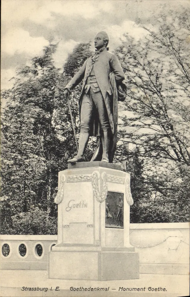 Strasbourg i. E. — Monumento Goethe — editor Vereinigte Kunstdruckerei Mets & Lauts G.m.b.H., Darmstadt - Frente