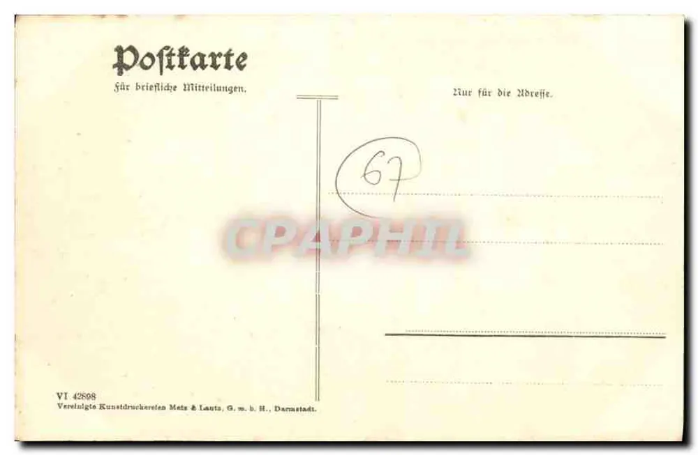 Strasbourg i. E. — Monumento Goethe — editor Vereinigte Kunstdruckerei Mets & Lauts G.m.b.H., Darmstadt - Verso