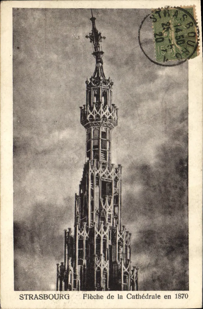 Strasburgo — Vista della punta della cattedrale nel 1870 — editore non identificato, numero di serie non visibile - Recto