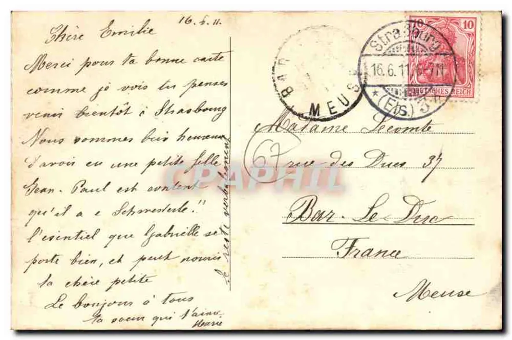 Strasbourg Els. - Orangerie (Kiosk.) - Editor não identificado, número de série não visível - Verso