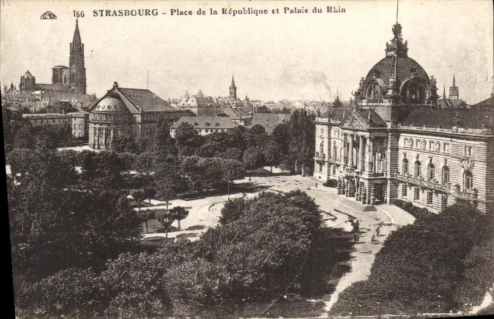 Straßburg - Place de la République und Palast des Rheins — Verlag C. Albacienne des Arts Photographiques, Nr. 166 - Vorderseite