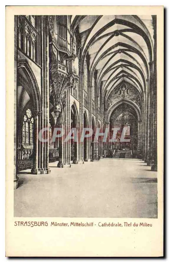 Strasbourg - Kathedrale, Tief du Milieu — Innenansicht des Mittelschiffs - Vorderseite