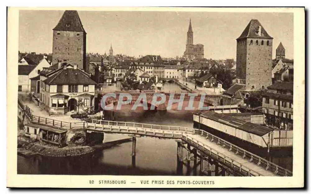 Straßburg — Ansicht aus den Überdachten Brücken — Karten « La Cigogne » - Vorderseite