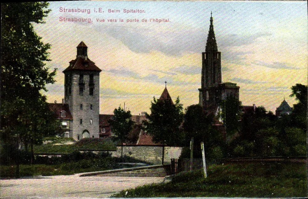 Strasbourg i.E. Beim Spitaltor — Ansicht zur Krankenhaustür — Felix Luid, Kunstverlaganstalt, Strasbourg i.E. - Vorderseite